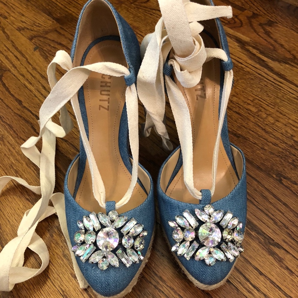 Schutz Ninalena Espadrilles Wedges Size 7